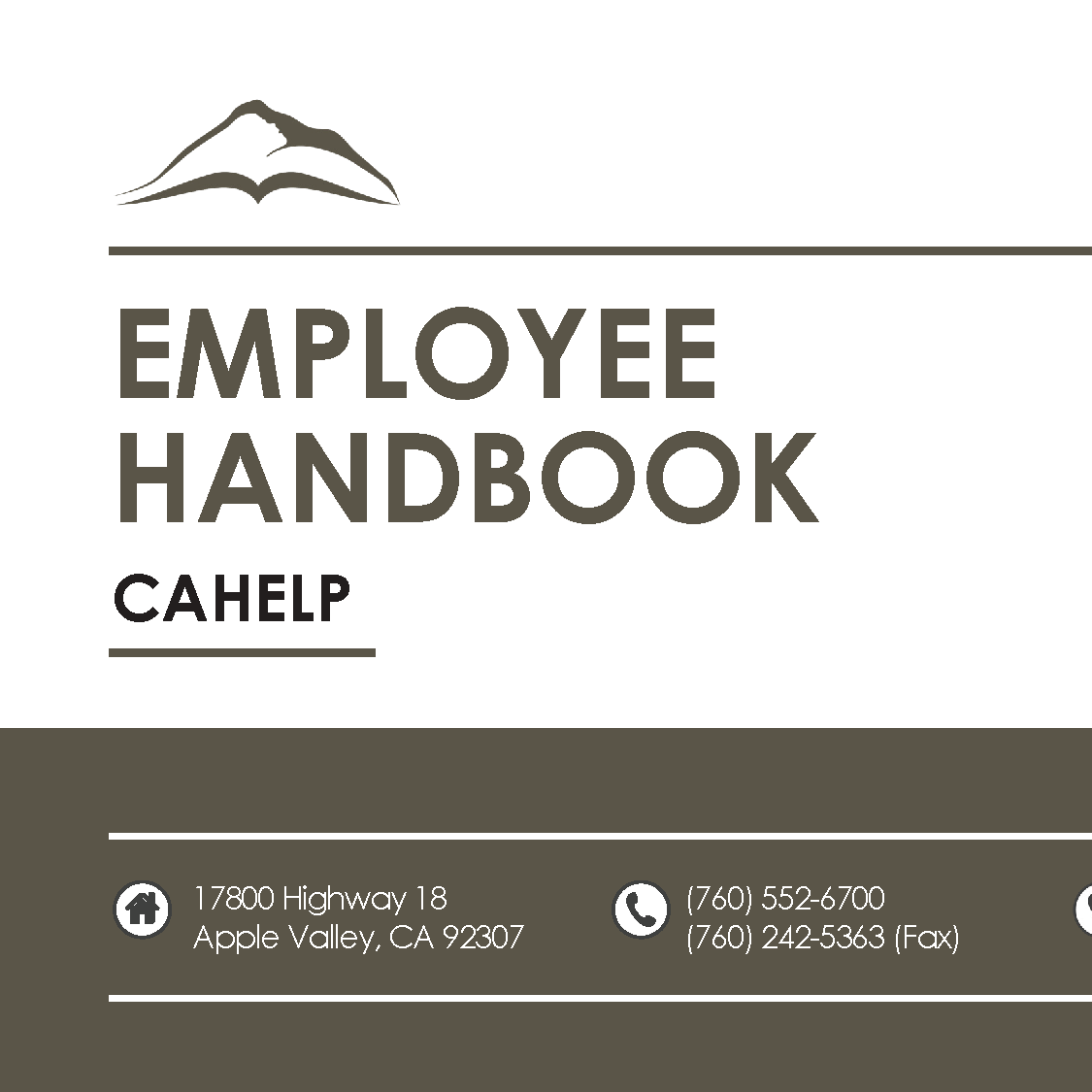 book cover that reads, employee handbook CAHELP